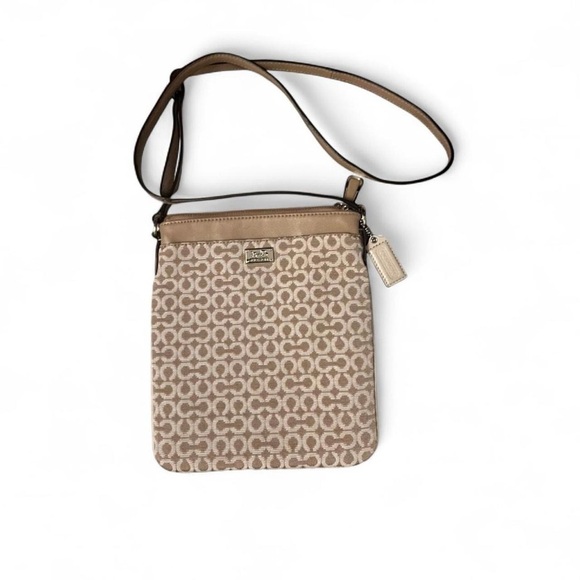 Coach Handbags - Coach Beige Madison Op Art Needlepoint Swingpack​